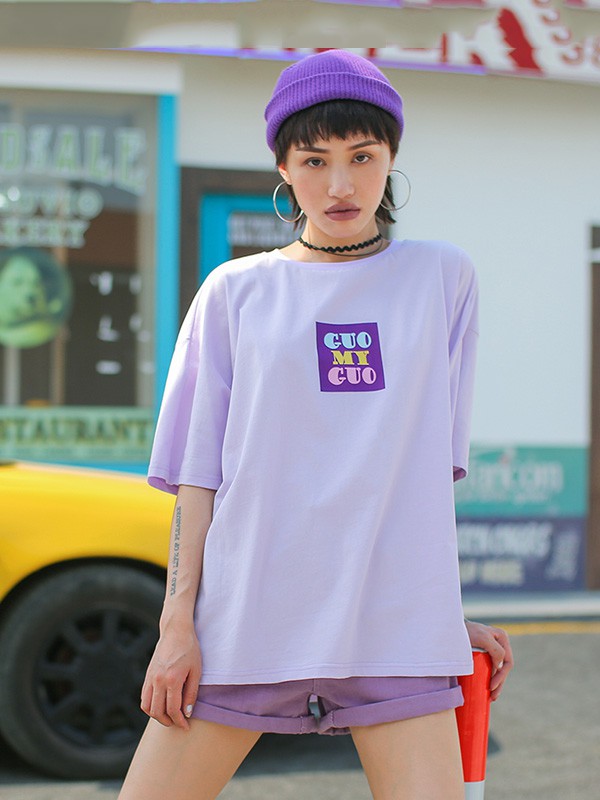 木果果木2020夏季紫色印花T恤