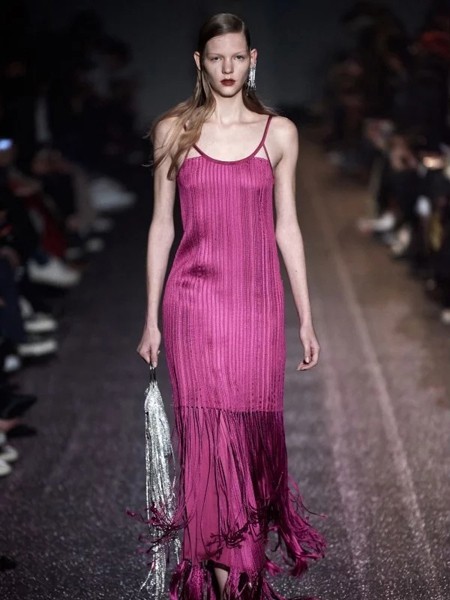 XUZHI女装2020春夏季粉色条纹吊带裙