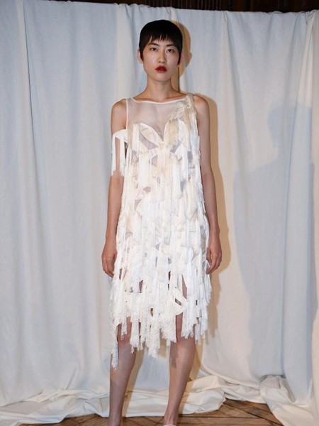 XUZHI女装2020春夏季白色流苏吊带裙