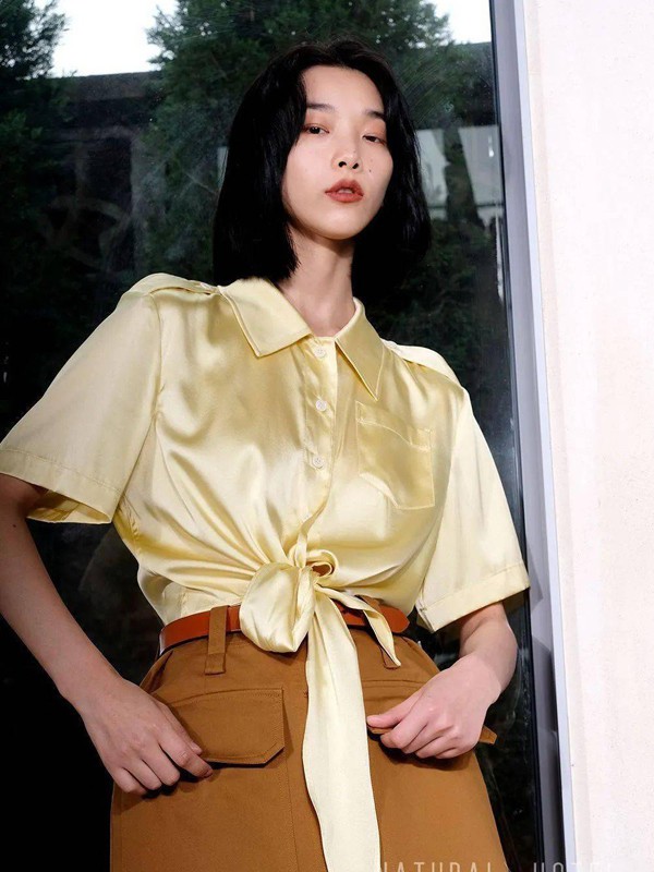 NATURALHOTEL女装2020春夏季黄色纯色衬衫