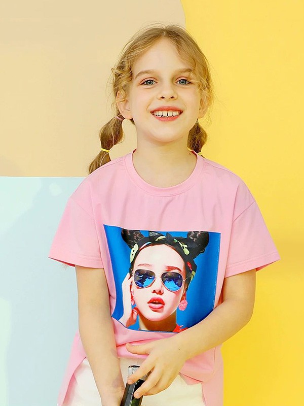 男生女生童装2020夏季粉色印花T恤