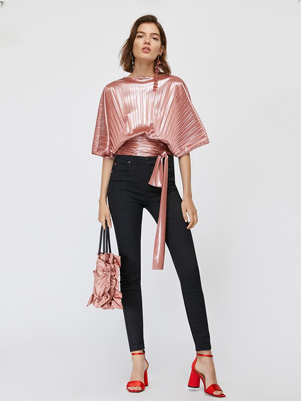 MAX&CO.女装2020夏季粉色系带上衣