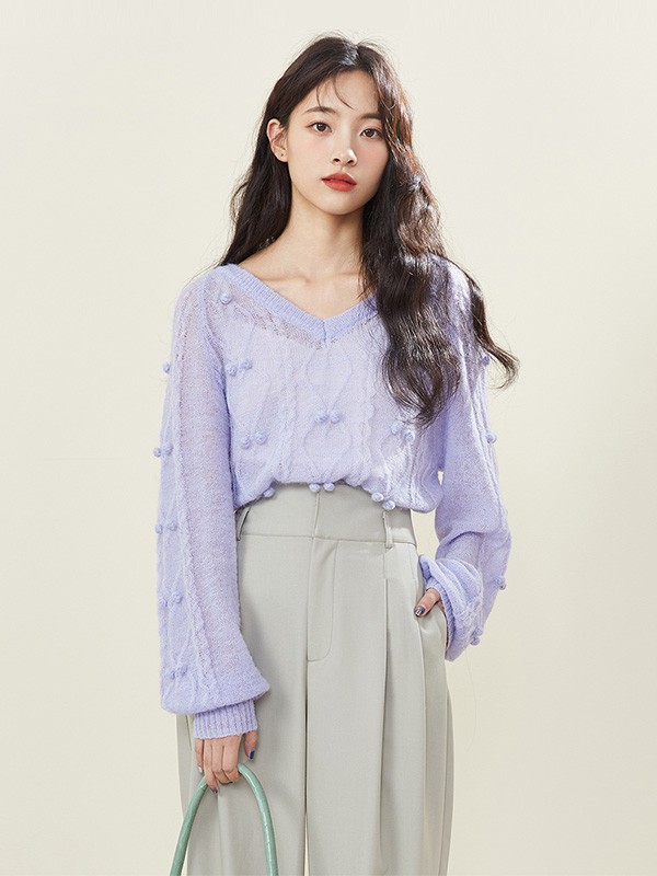 ONEMORE女装2020秋季紫色纯色上衣