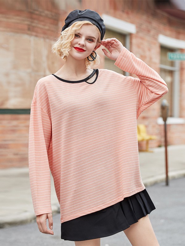 玛玛绨2020秋季粉色条纹上衣