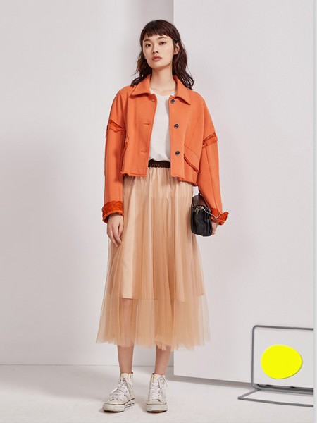 芮玛2019秋季橙色纯色外套