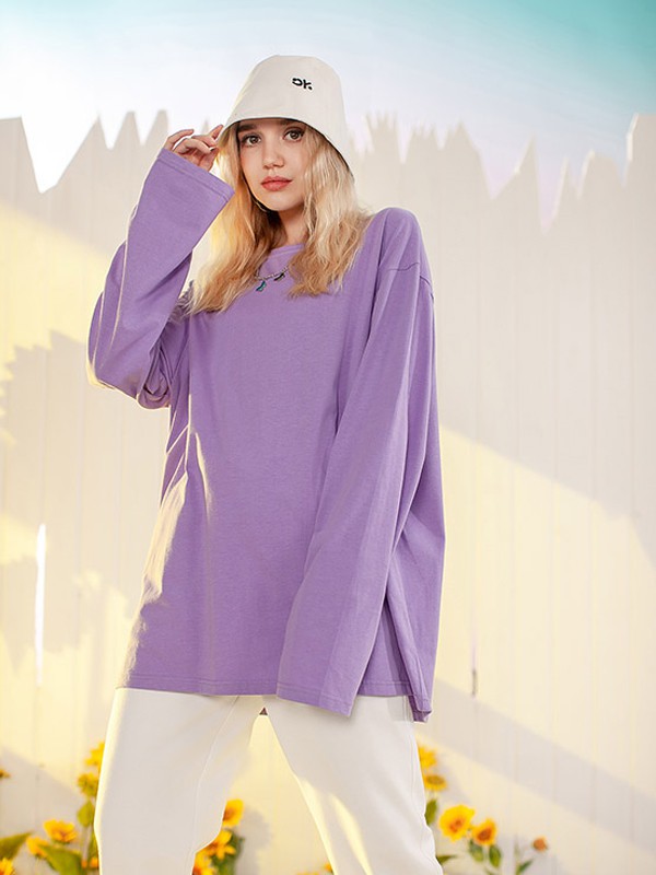 YEP女装2020秋冬季紫色纯色打底衫