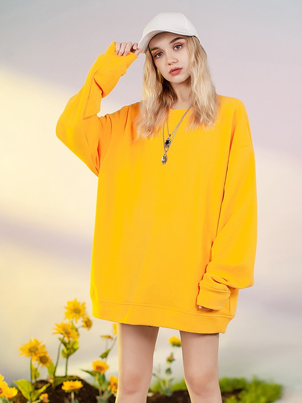 YEP女装2020秋冬季黄色纯色卫衣