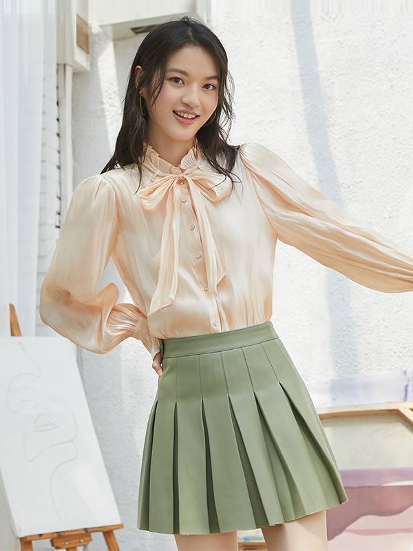 ONLY女装2020秋季米色系带衬衫