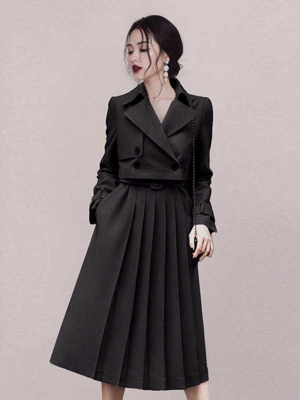 HEGO女装2020秋季黑色纯色套装