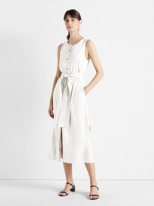 摩纳哥会馆2020春夏季白色无袖连衣裙