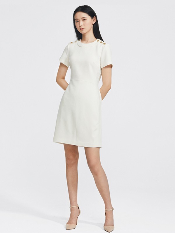 摩纳哥会馆2020春夏季白色收腰连衣裙