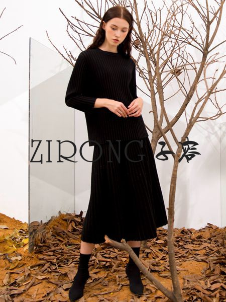 子容女装2020秋冬季黑色纯色针织衫