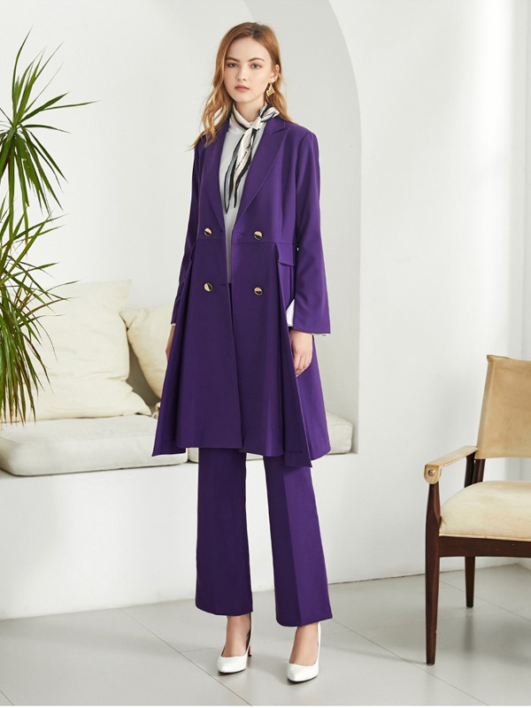 爱特爱女装2020秋季紫色长款套装