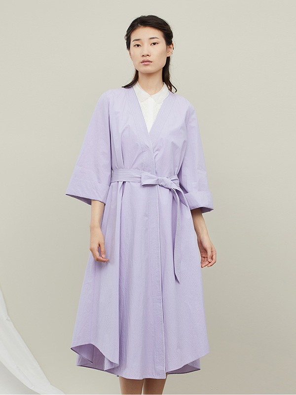 README女装2020秋冬季紫色宽松连衣裙