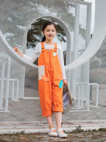 棉绘童装2020秋冬季橙色宽松背带裤