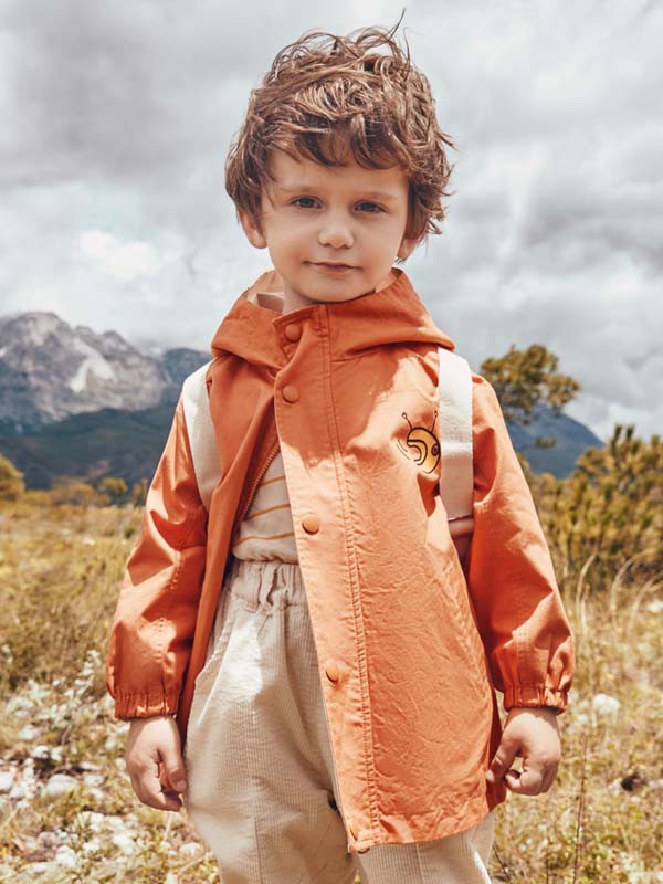 迷你巴拉巴拉童装2020秋冬季橙色印花外套