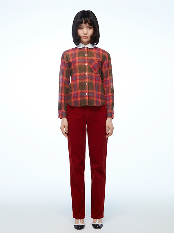 chictopia女装2020秋冬季红色格子衬衫