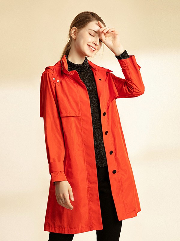 吉蒂女装2020秋季橙色宽松外套