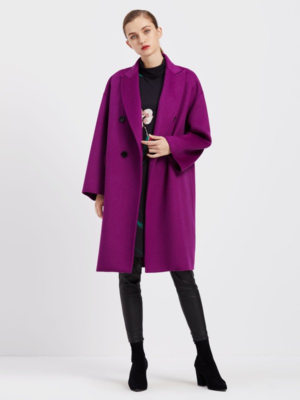 臣枫2020秋冬季紫色纯色外套