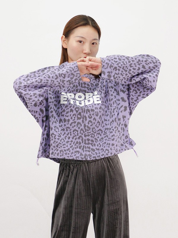 UZZU女装2020秋冬季紫色豹纹上衣
