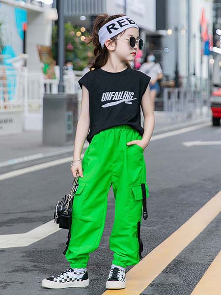 TaocatKids2021春夏季绿色纯色工装裤