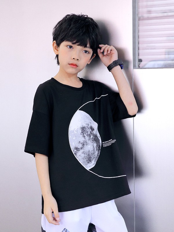 HohTot2021春夏季黑色印花T恤