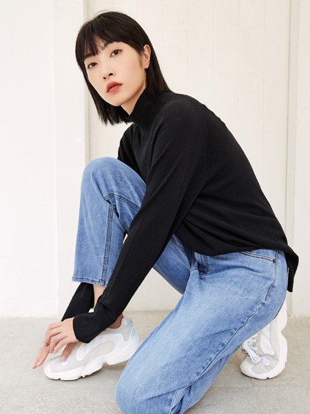 SimplePieces女装2021秋冬季黑色高领针织衫