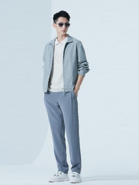MJU:T男装2022春夏季灰色纯色长裤
