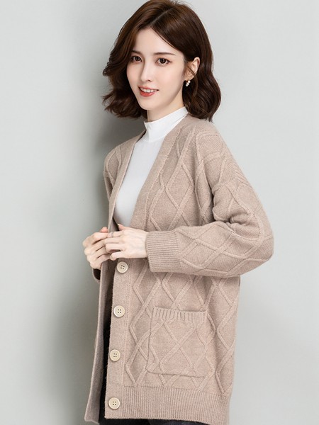 Modeern女装2021秋冬季棕色纯色毛衣