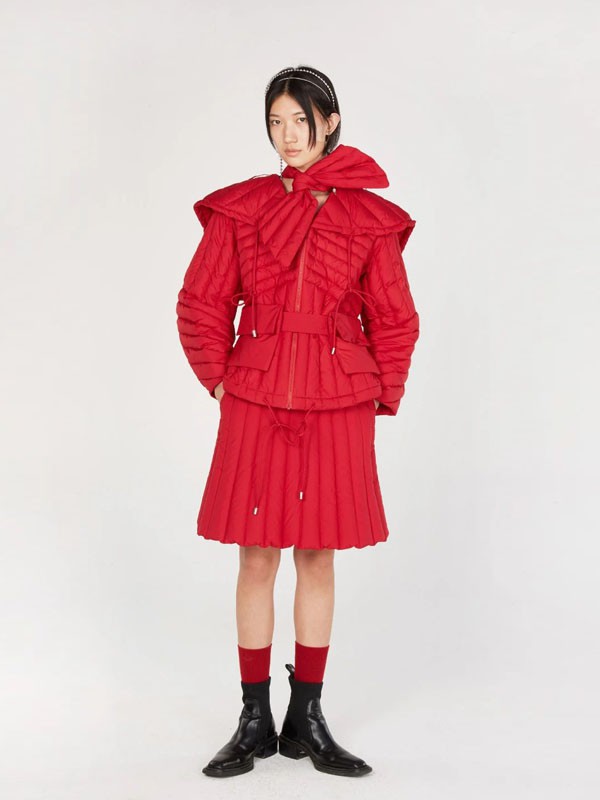 ​FENGYITAN2021秋冬季红色褶皱半身裙