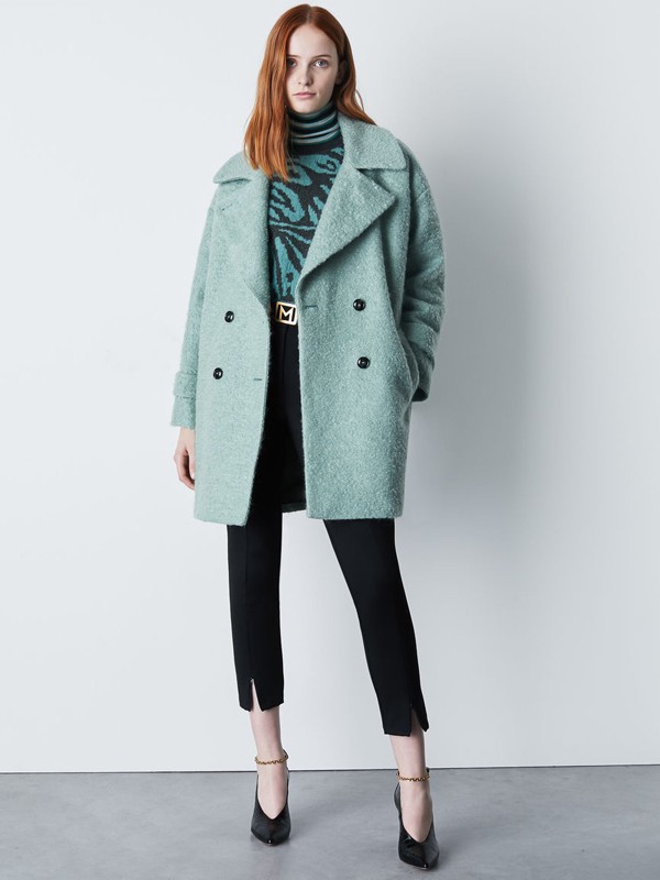 MARELLA女装2021秋冬季绿色纯色大衣
