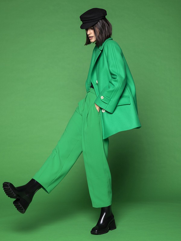 MaisonLener2021秋冬季绿色纯色长裤