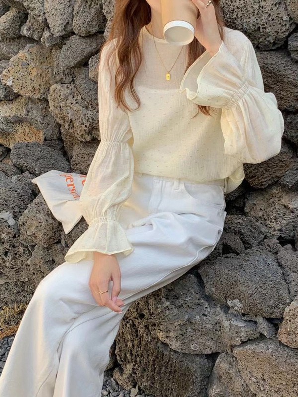 YUNXI·熙女装2022春夏季黄色纯色雪纺衫