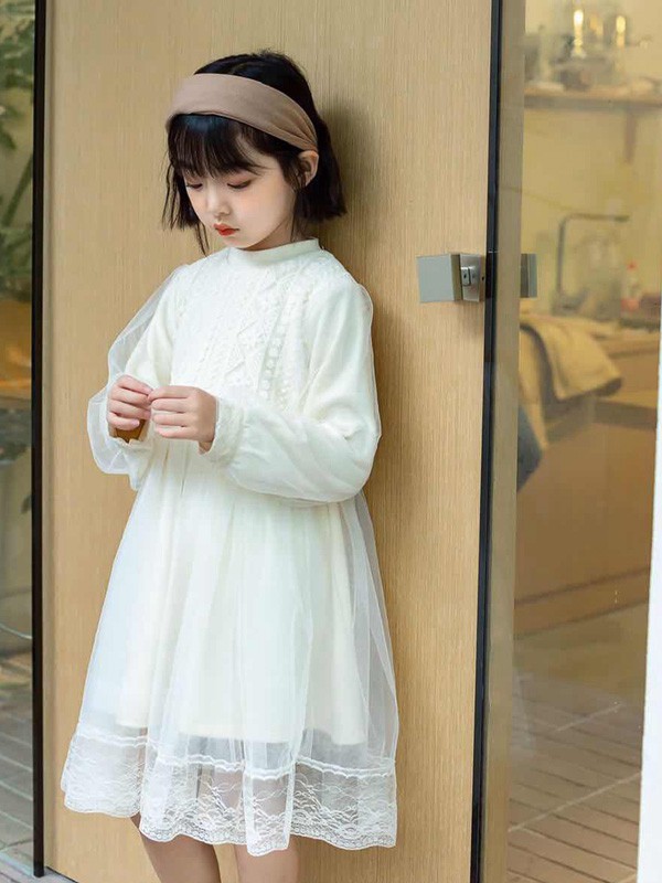 童年永恒童装2022春夏季白色纯色连衣裙