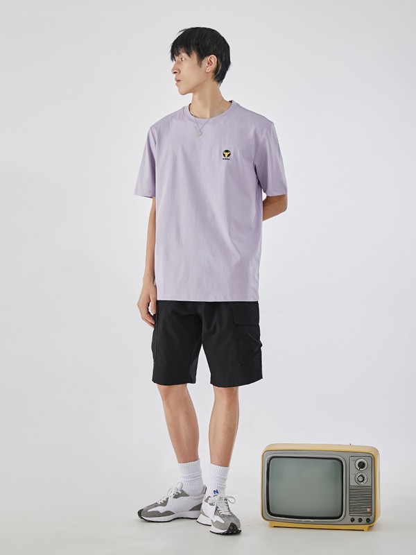 佑禾男装2022春夏季紫色印花T恤