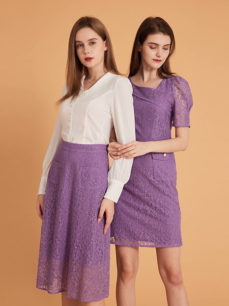 Z11品牌女装2022年秋季新款葡萄紫色连衣裙