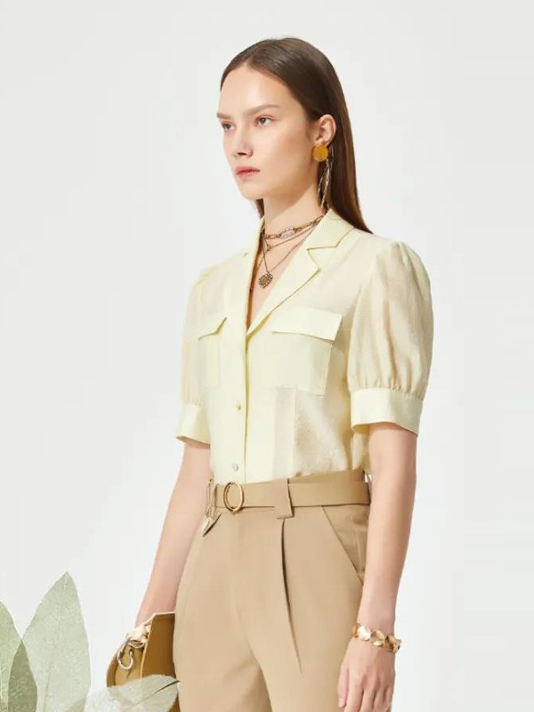 MCClare女装2022春夏季黄色纯色衬衫