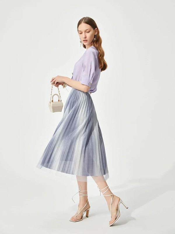 MCClare女装2022春夏季灰色褶皱半身裙