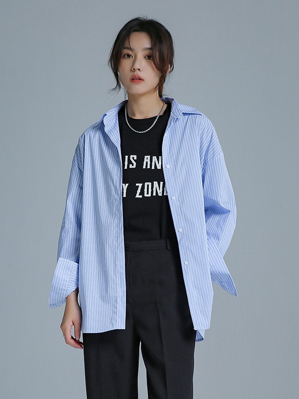 IAZ2022春夏季蓝色纯色衬衫