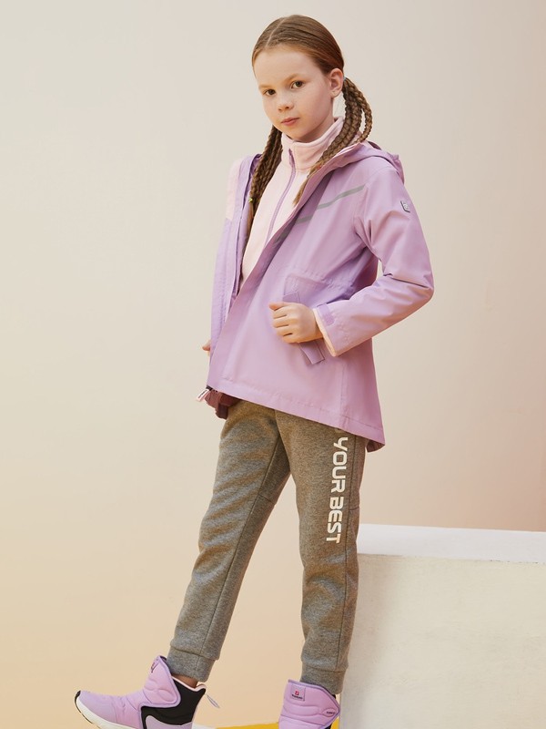 ​探路者童装2020秋冬季紫色纯色外套