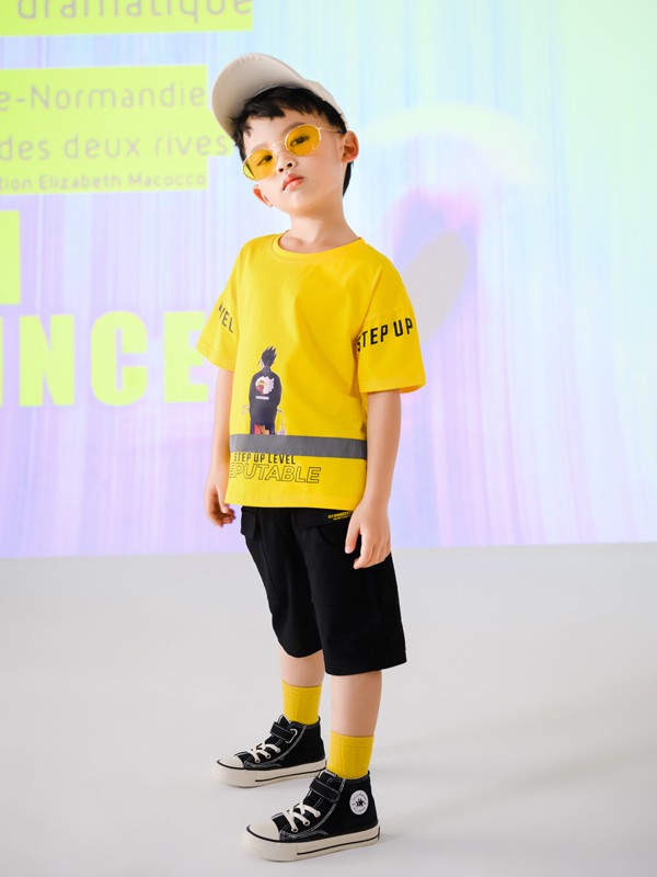 西瓜王子2021夏季黄色印花T恤