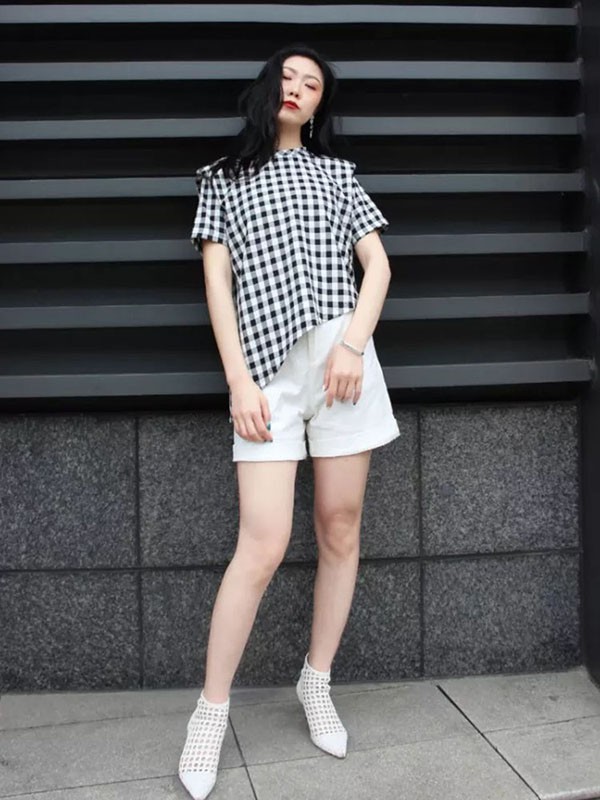 木子唧女装2021春夏季白色纯色短裤