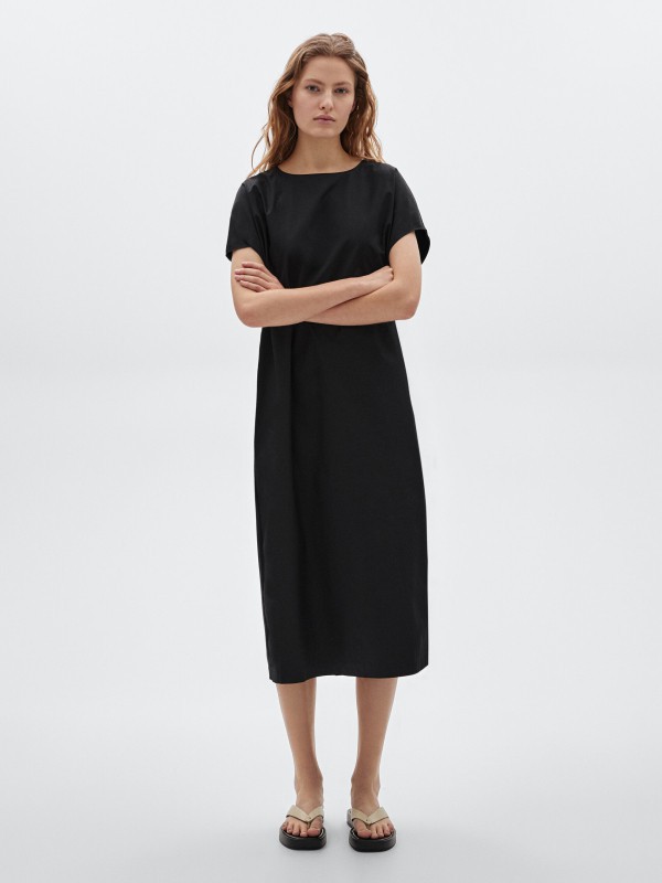 MassimoDutti休闲装2021春夏季黑色纯色连衣裙