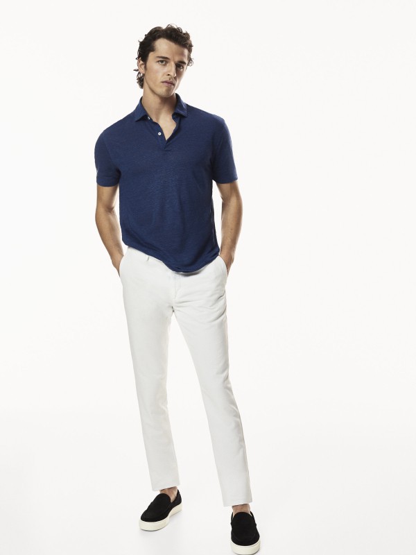 MassimoDutti2021春夏季藏蓝色纯色衬衫