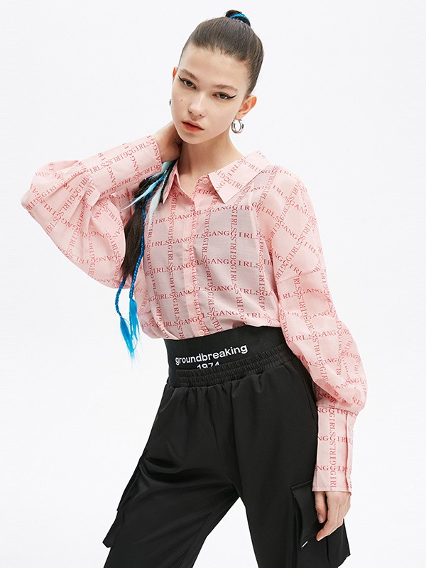 Jamor女装2021春夏季粉色格子衬衫