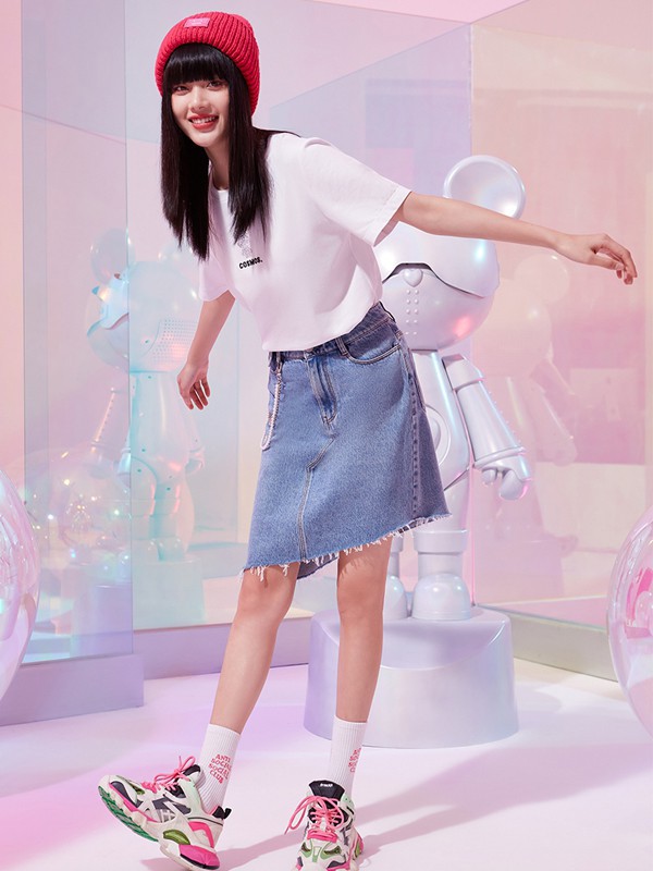 FivePlus女装2021春夏季白色印花T恤