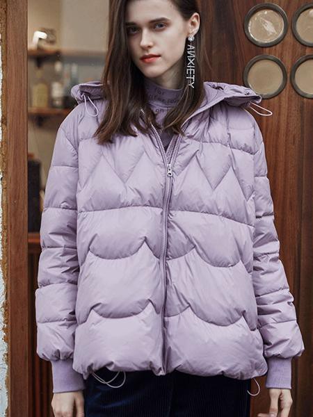 如缤女装2021秋冬季紫色纯色羽绒服