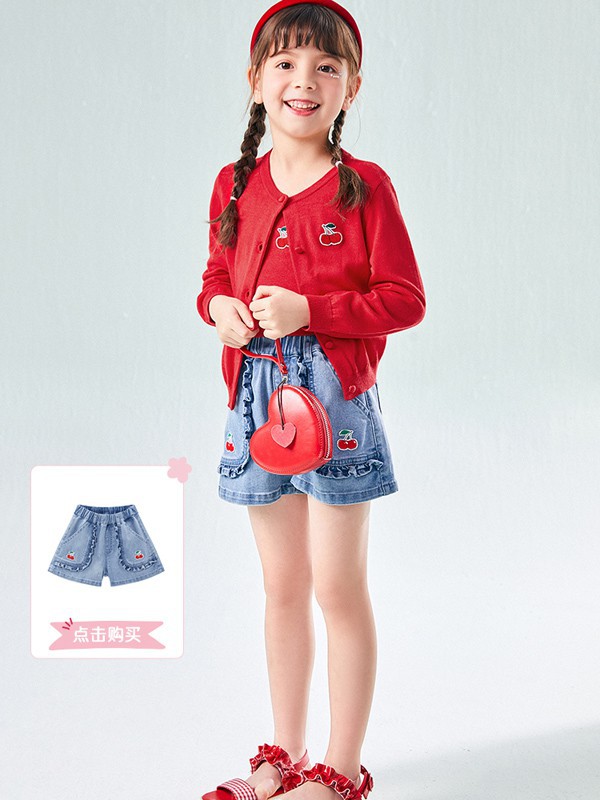 MiniPeace2021春夏季红色印花T恤