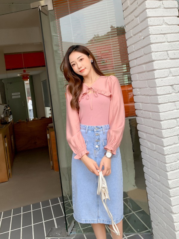 天使韩城女装2021春夏季粉色纯色衬衫