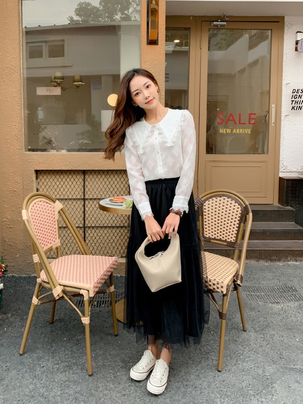 天使韩城女装2021春夏季白色纯色衬衫